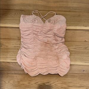Wild Fable Shimmery Blush Ruched Top